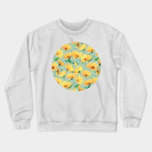 Painted Golden Yellow Daisies on soft sage green Crewneck Sweatshirt